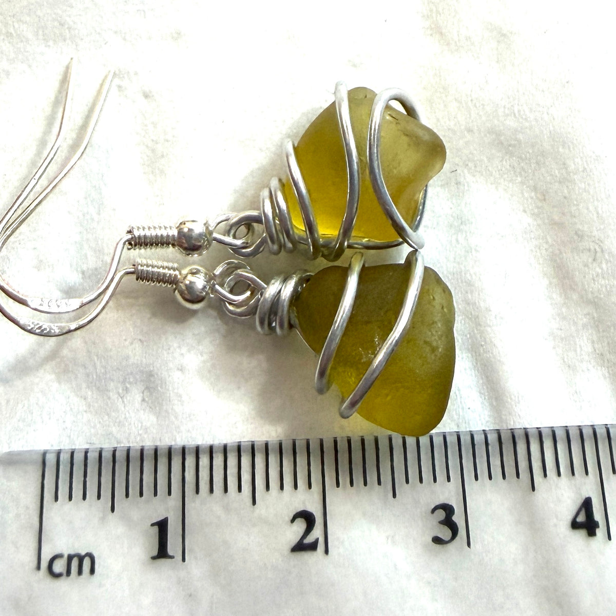 Yellow Seaham Sea Glass Earrings
