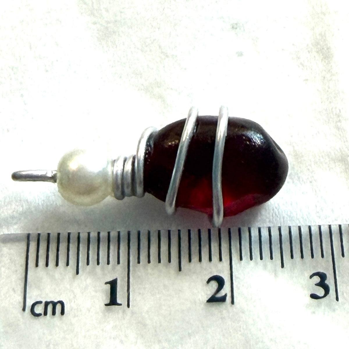 Rare Burgundy Red Seaham Sea Glass  Pendant