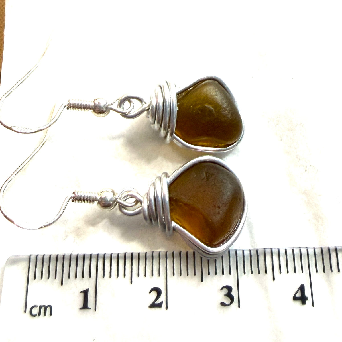 Amber Seaham Sea Glass Dangly Earrings