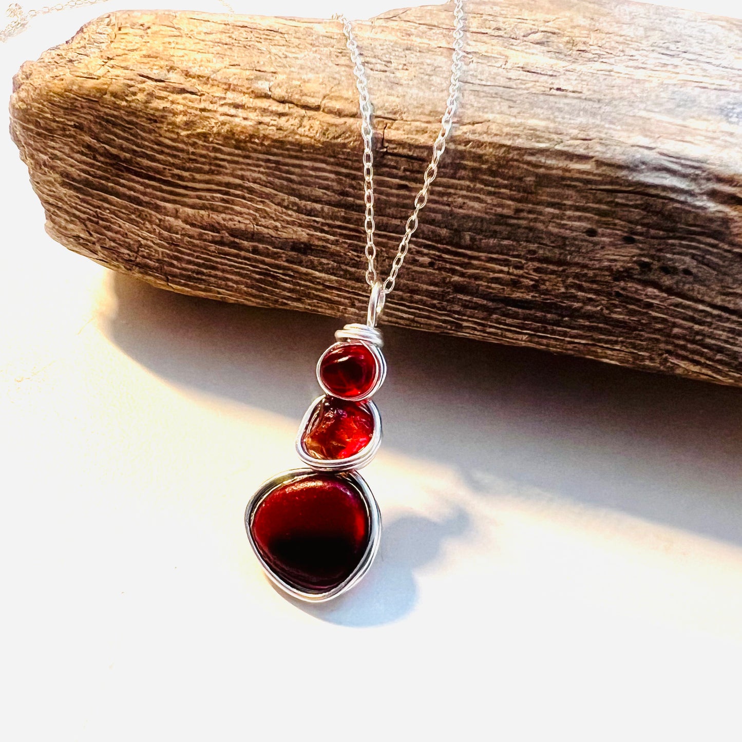 Three Piece Seaham Sea Glass Pendant