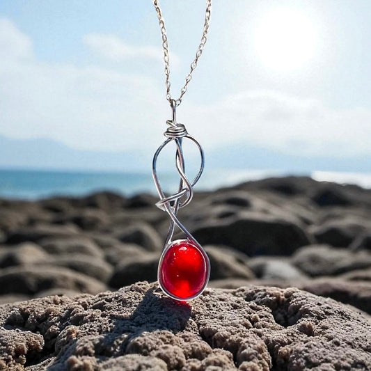 Rare Red Seaham Sea Glass Pendant