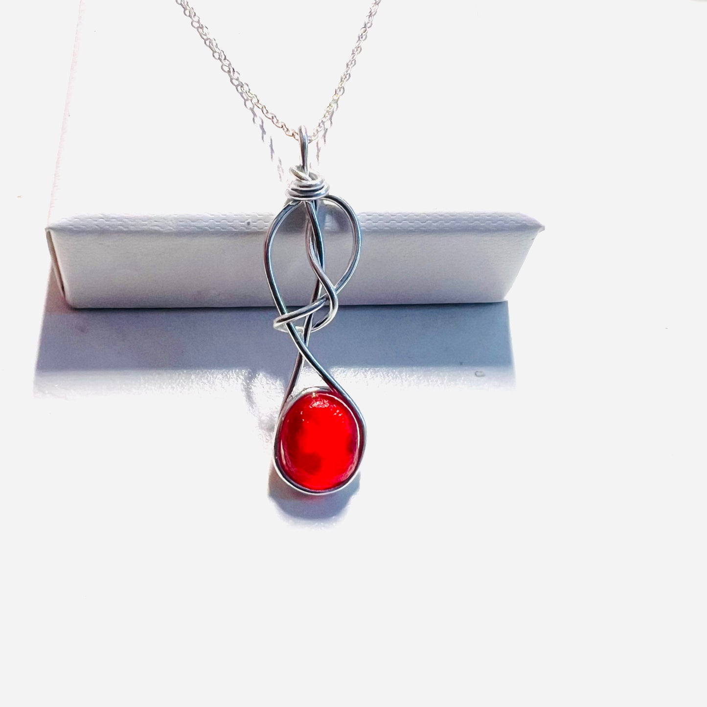 Rare Red Seaham Sea Glass Pendant