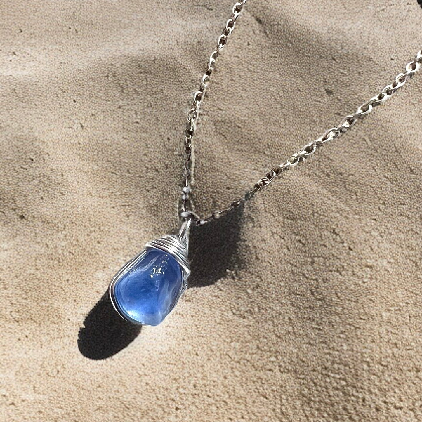 Mid Blue Seaham Sea Glass Pendant