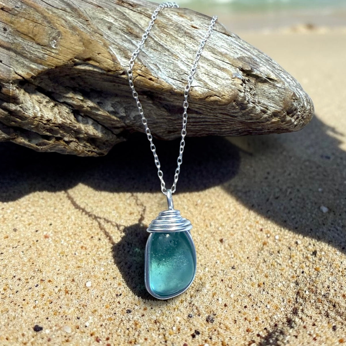 Aqua Seaham Sea Glass Pendant