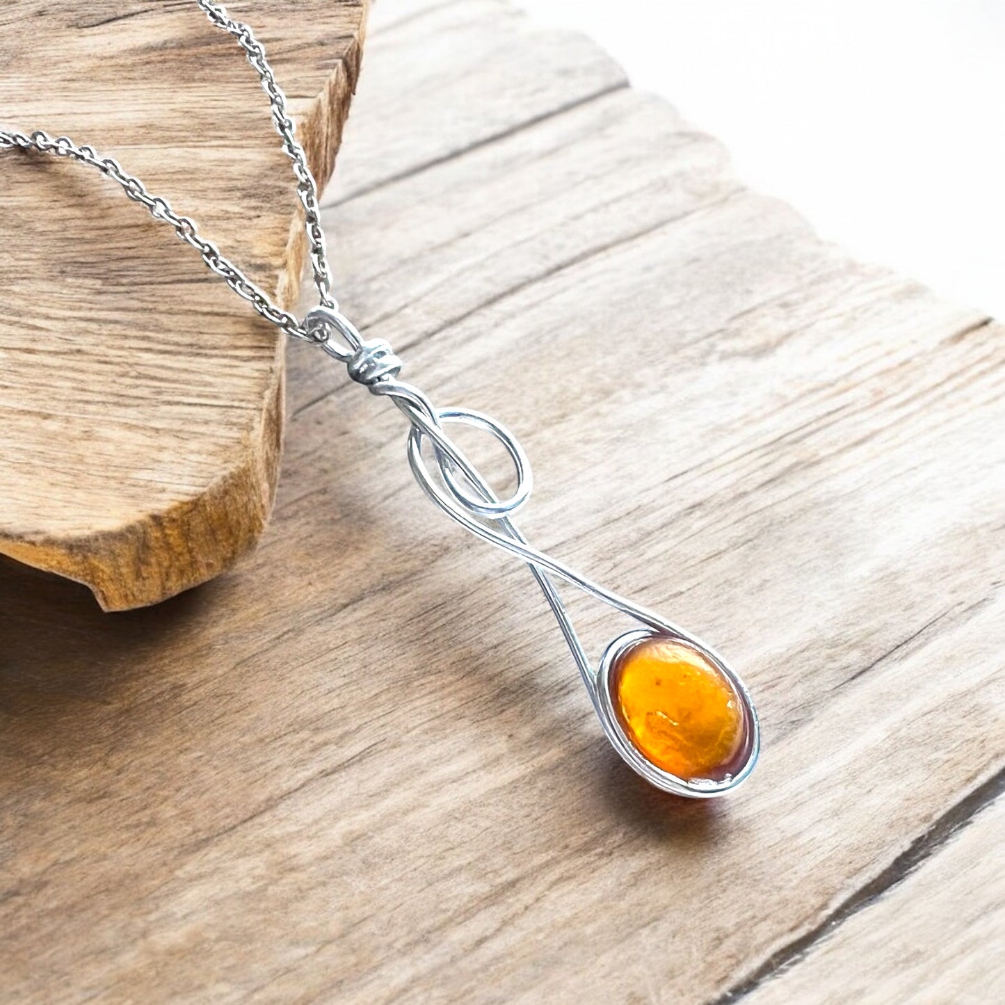 Very Rare Orange Seaham Sea Glass Swirly Pendant