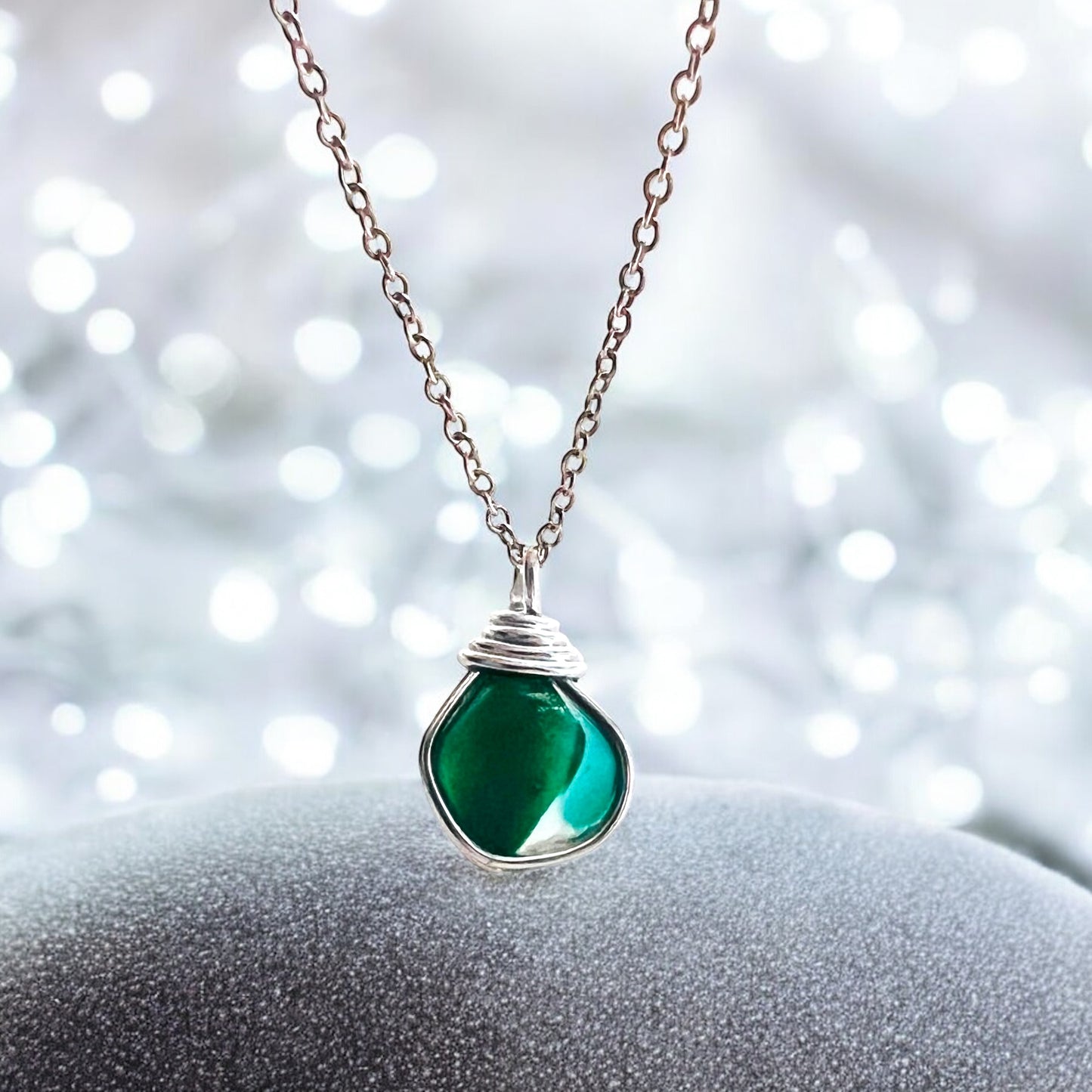 Green and Turquoise Seaham Sea Glass Multi Pendant