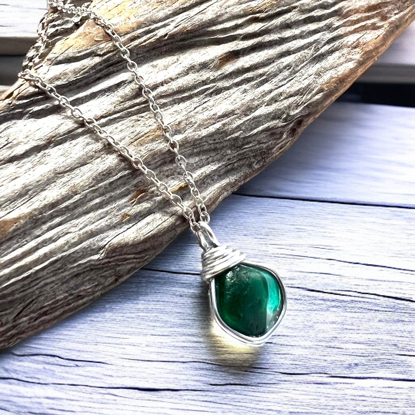 Green and Turquoise Seaham Sea Glass Multi Pendant