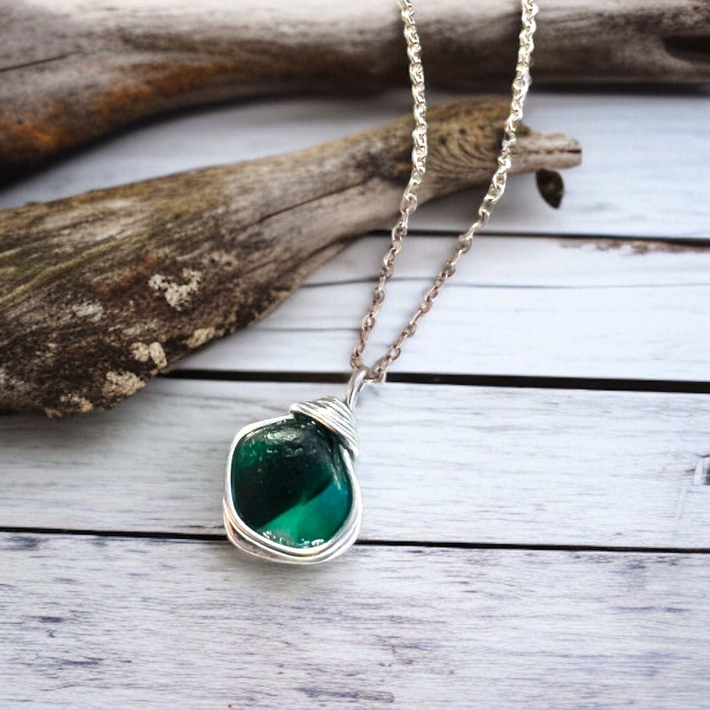 Green and Turquoise Seaham Sea Glass Multi Pendant