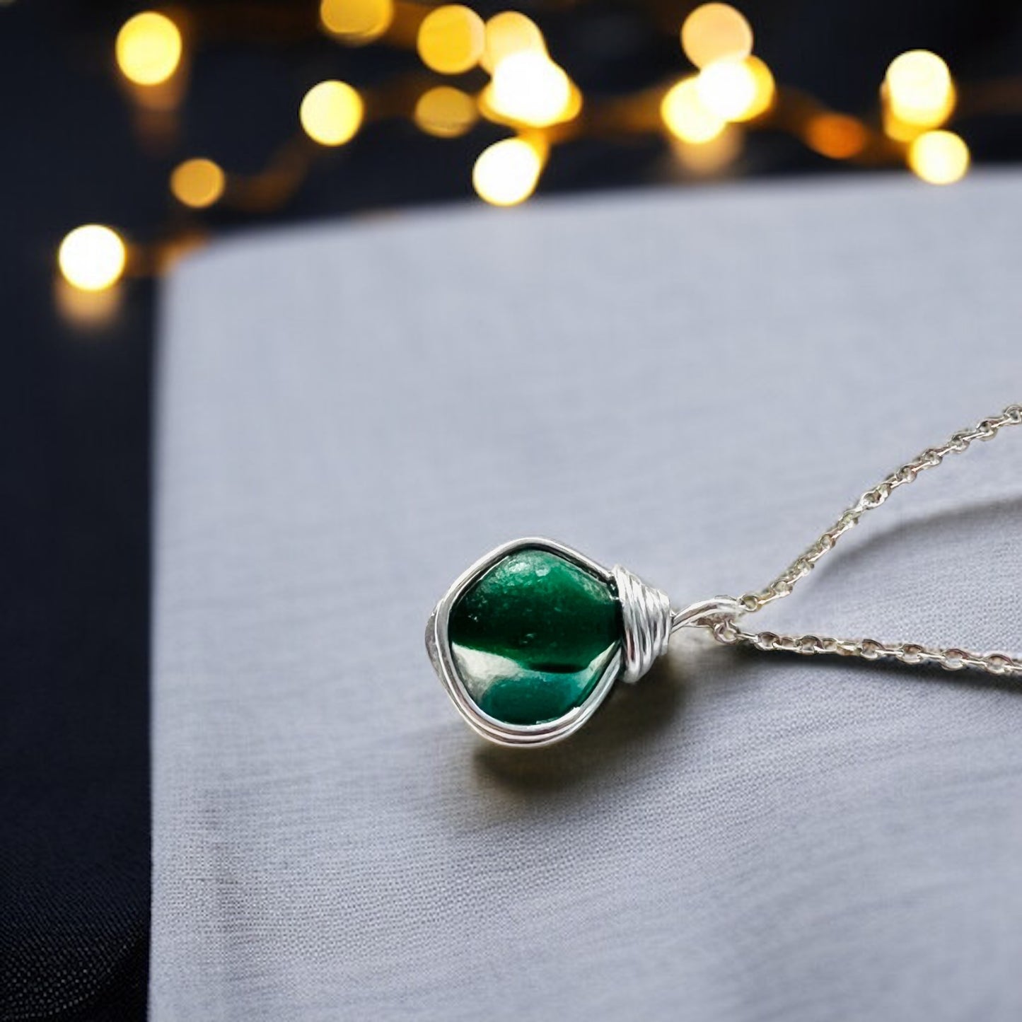 Green and Turquoise Seaham Sea Glass Multi Pendant