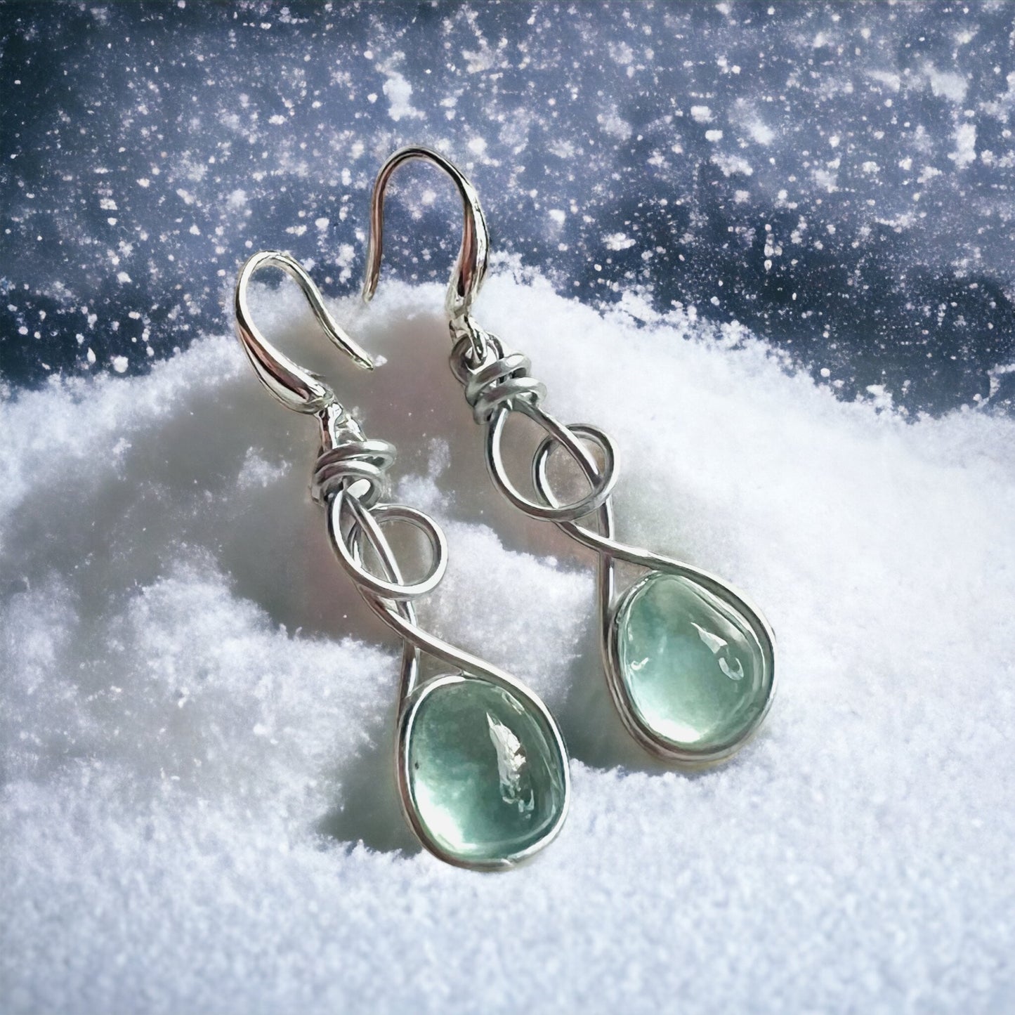Swirly Seaham Sea Glass Earrings