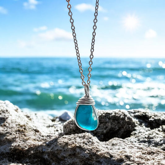 Turquoise Seaham Sea Glass Multi Pendant
