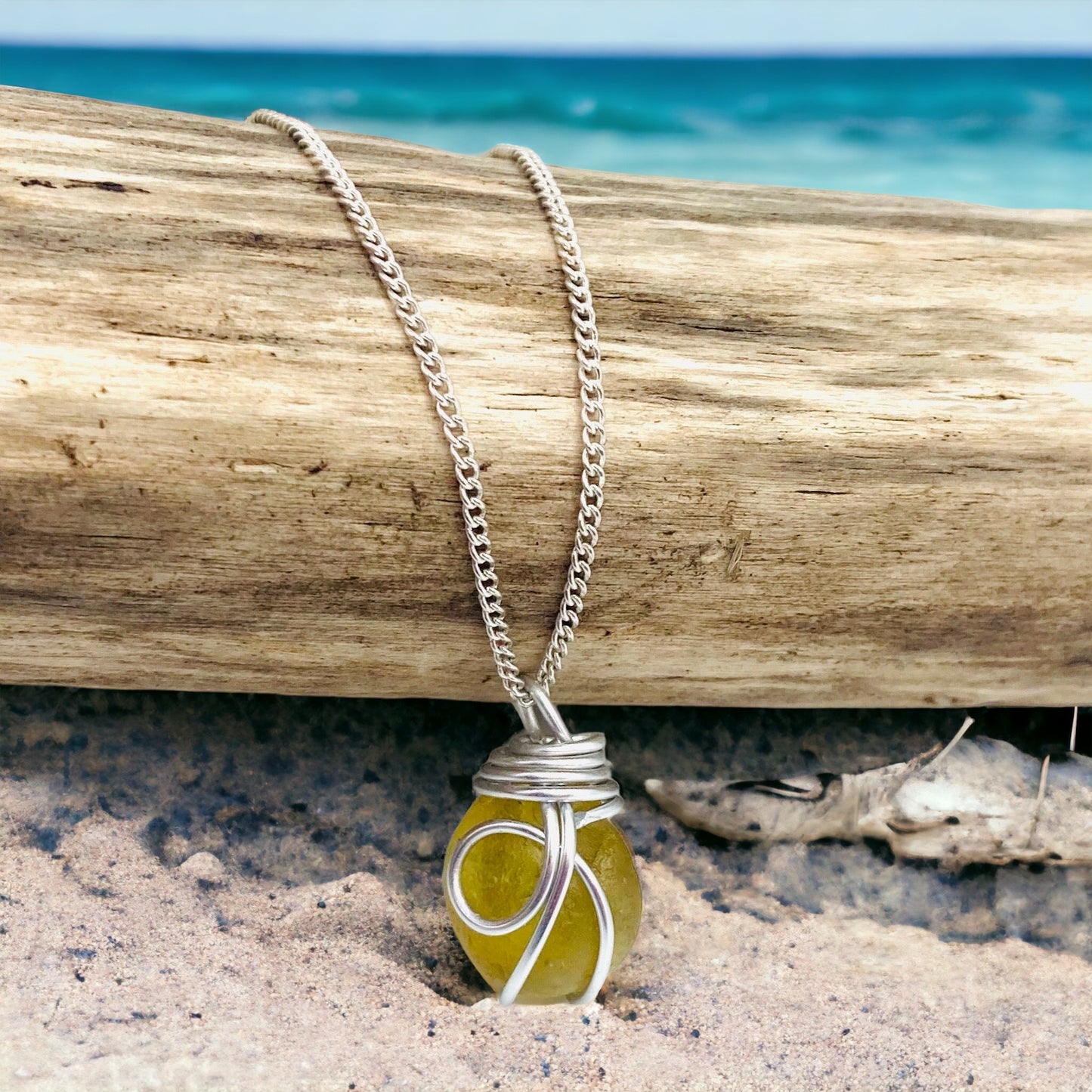 Chunky Yellow Seaham Sea Glass Pendant