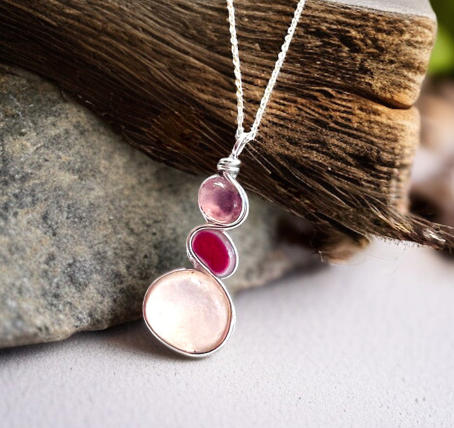 Three Piece Seaham Sea Glass Pendant