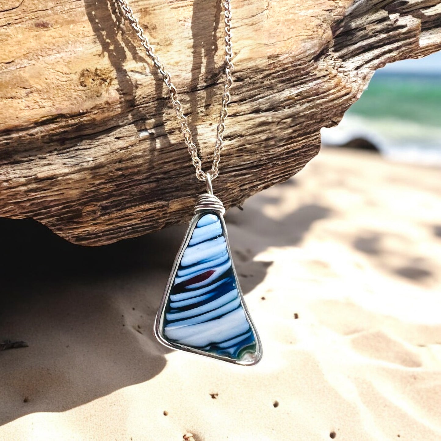 Large Canary Sea Glass Pendant