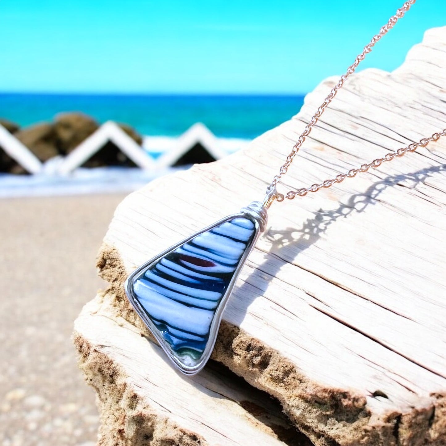 Large Canary Sea Glass Pendant