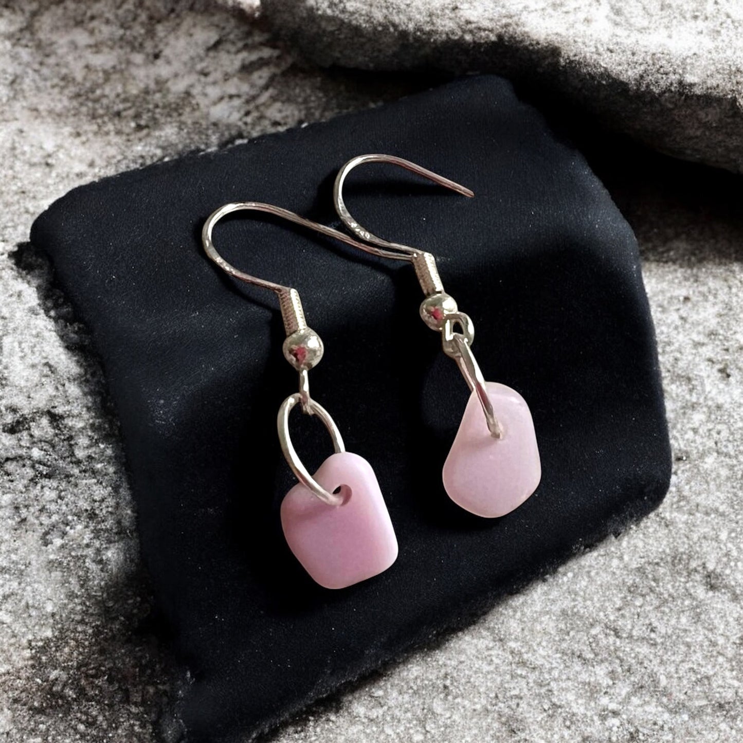 Pale Pink Seaham Milk Glass Small Earrings