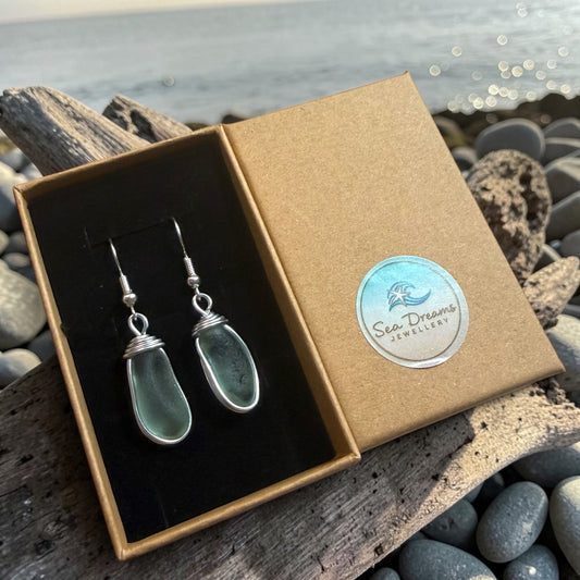 Seafoam Seaham Sea Glass Earrings