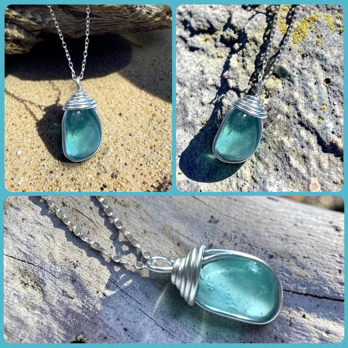 Aqua Seaham Sea Glass Pendant