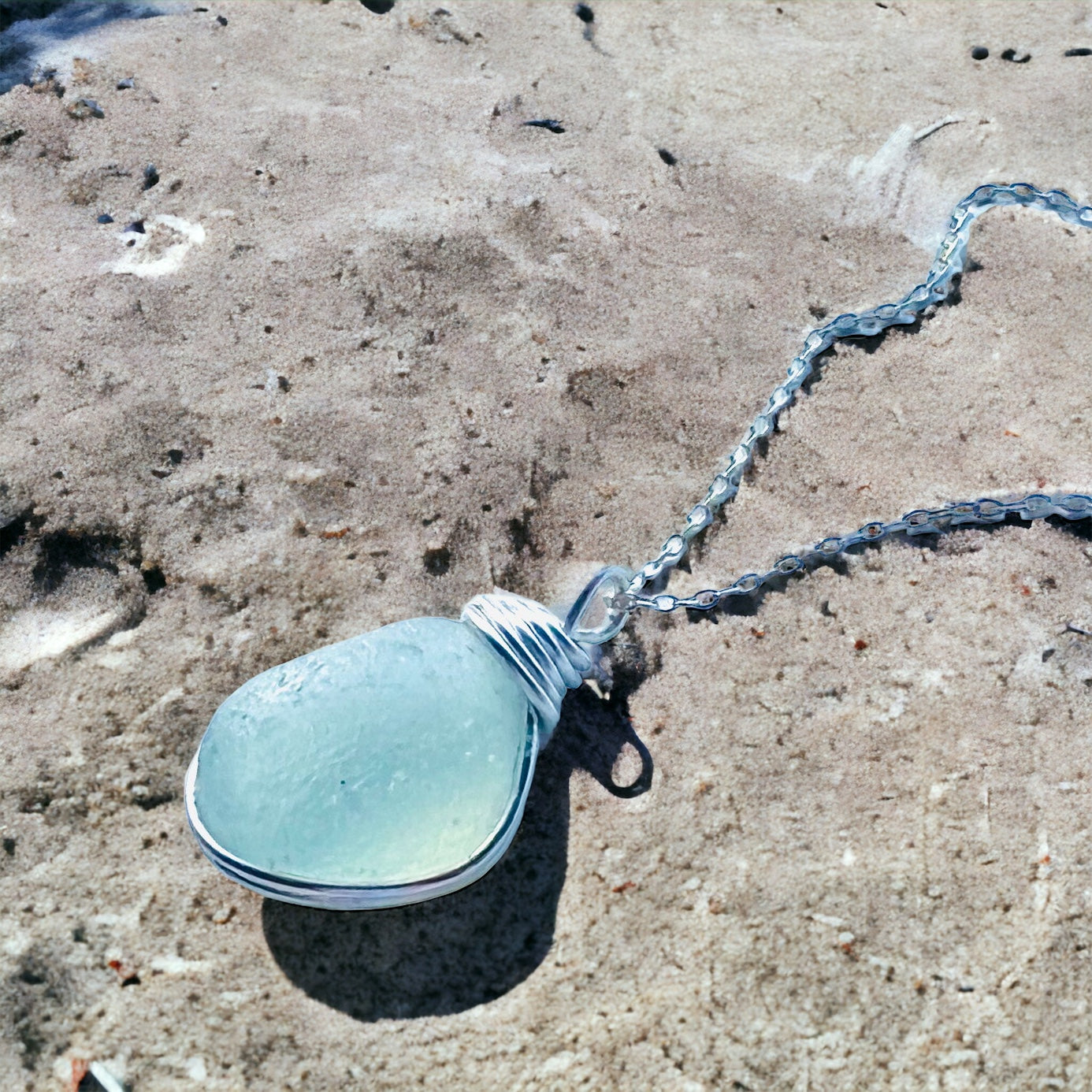 Large Opalite Seaham Sea Glass Pendant