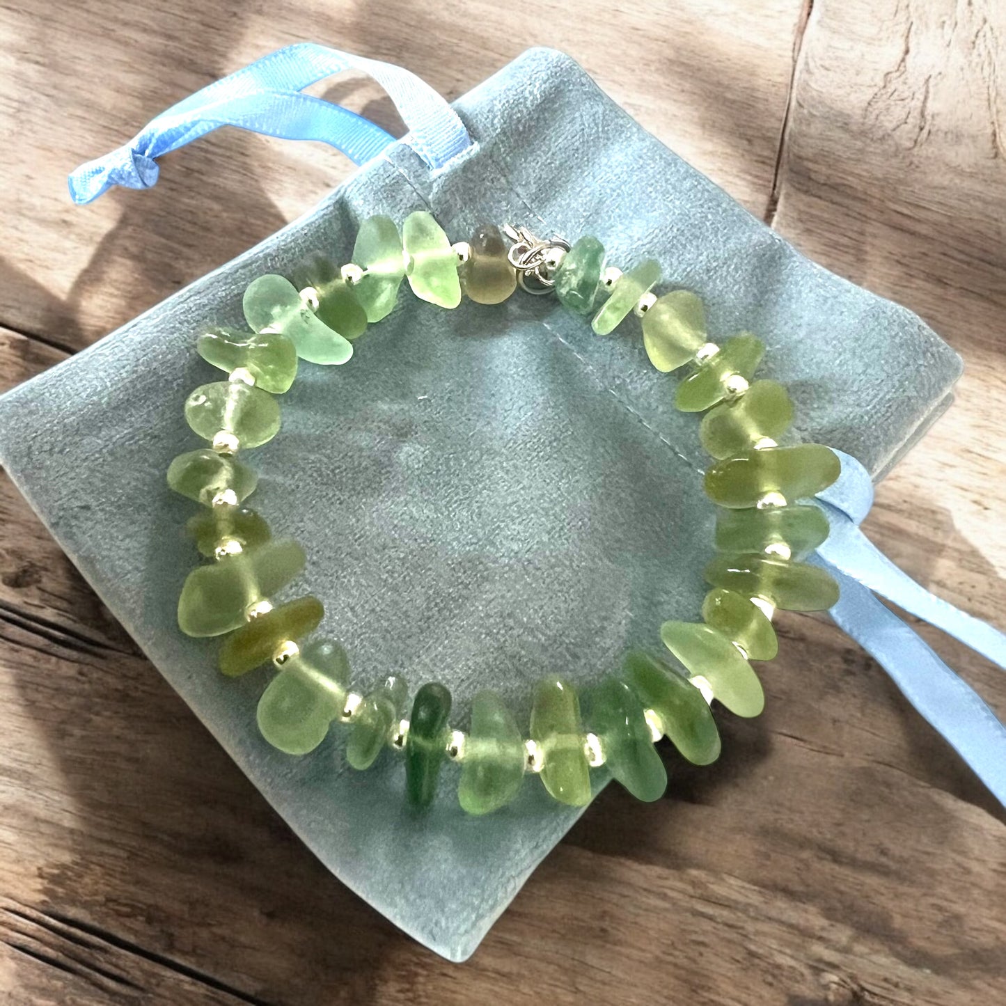 Seaham Sea Glass Greens Full Circle Bracelet