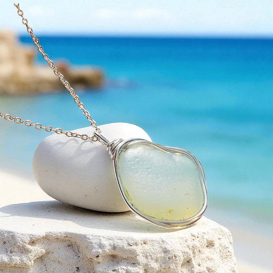 Rare Large Opalescent Seaham Sea Glass Pendant
