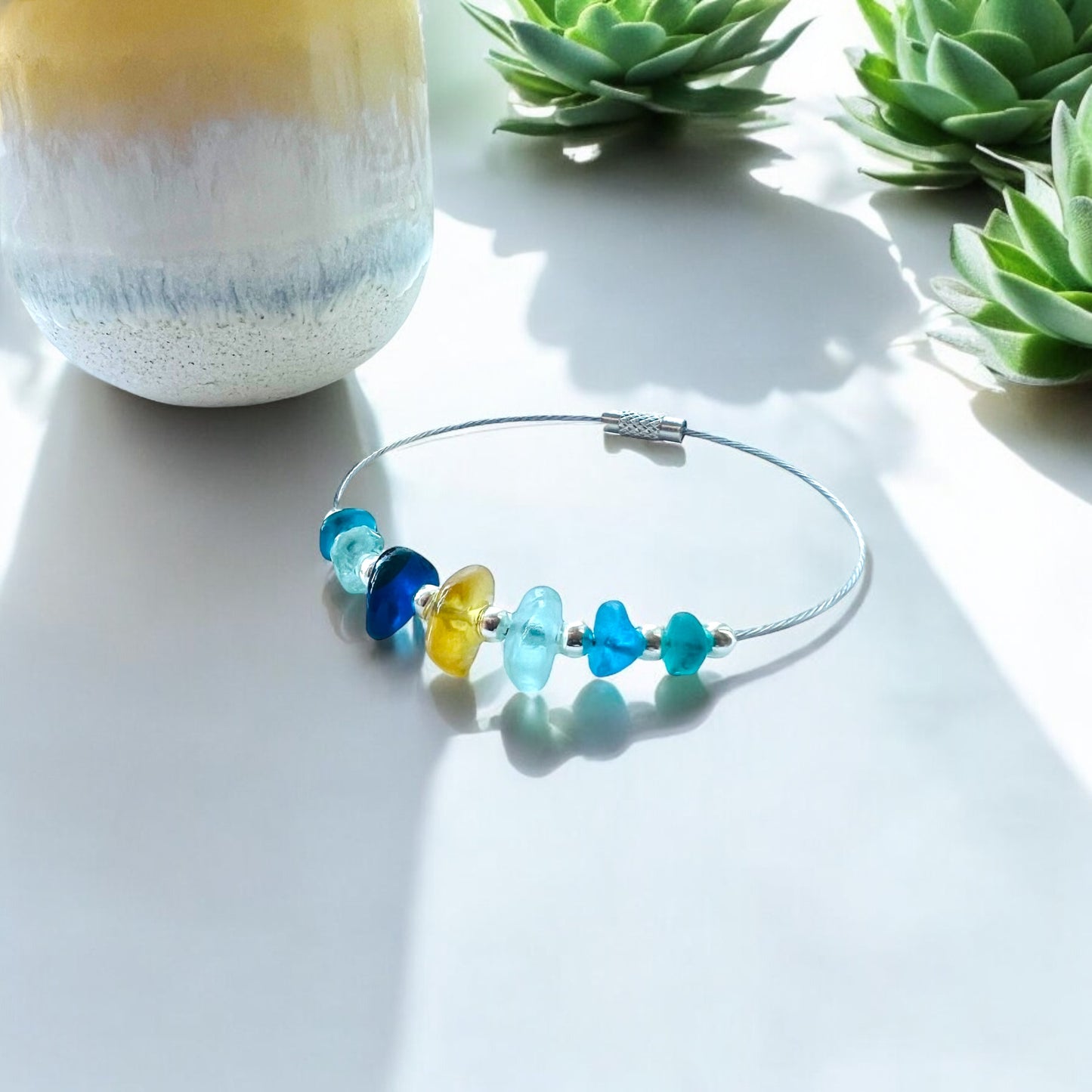 Seaham Sea Glass Blues Bangle