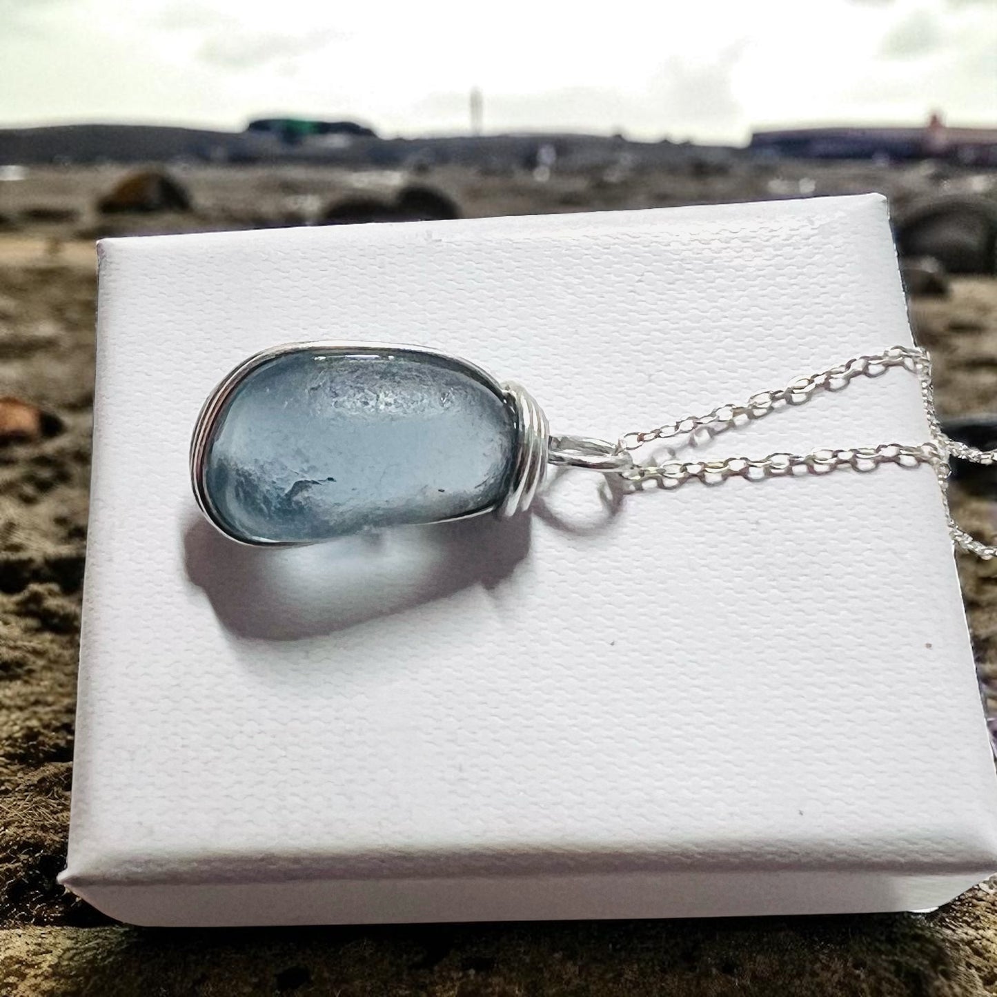 Dusky Blue Seaham Sea Glass Pendant