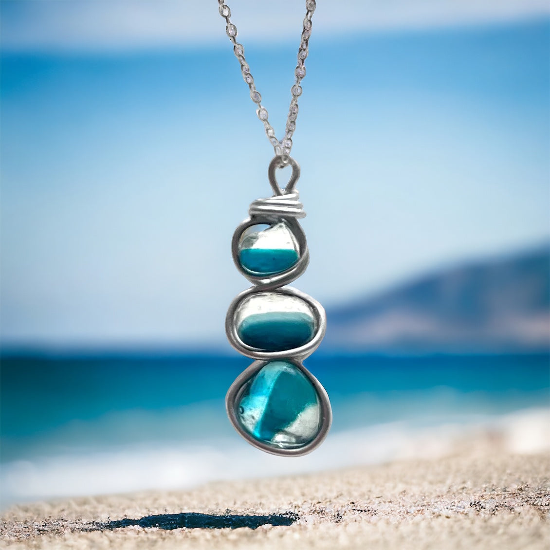 Seaham Sea Glass Turquoise Multi Pendant