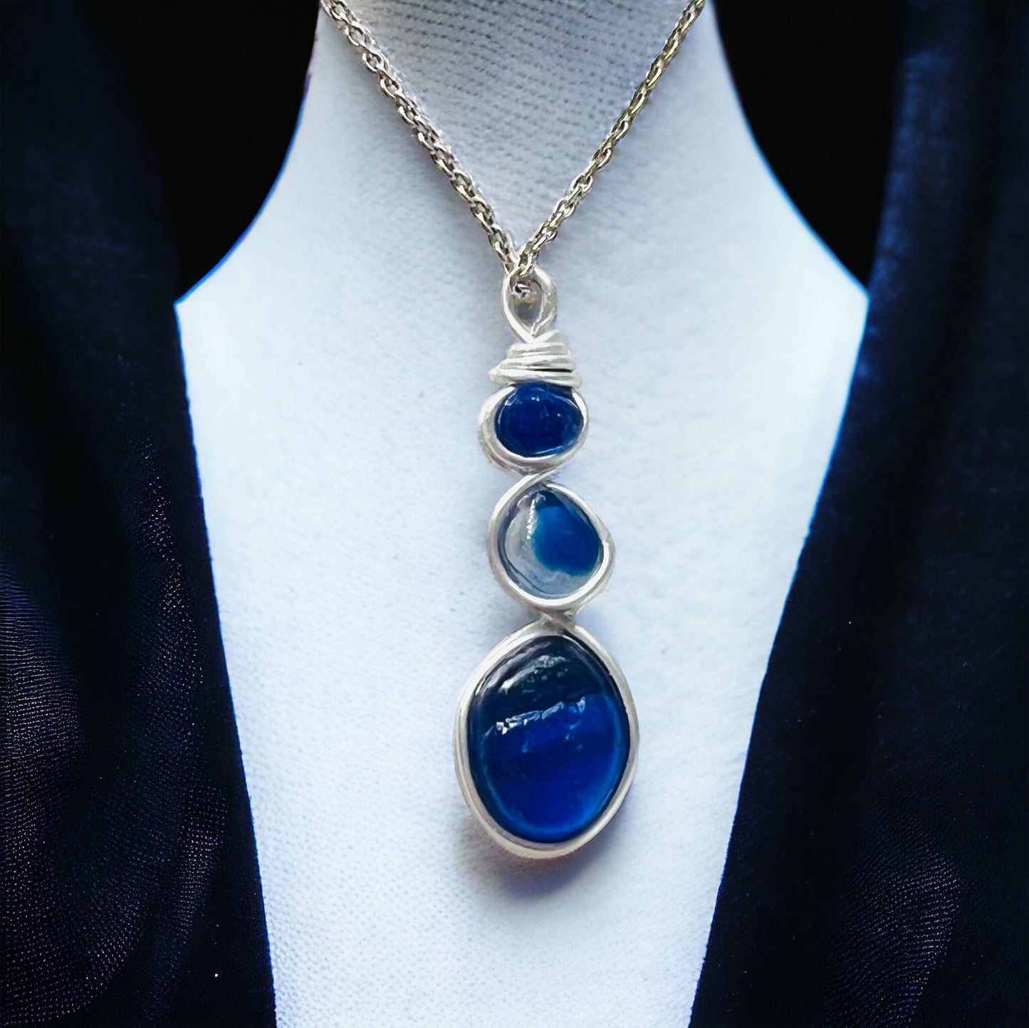 Blue Seaham Sea Glass Pendant