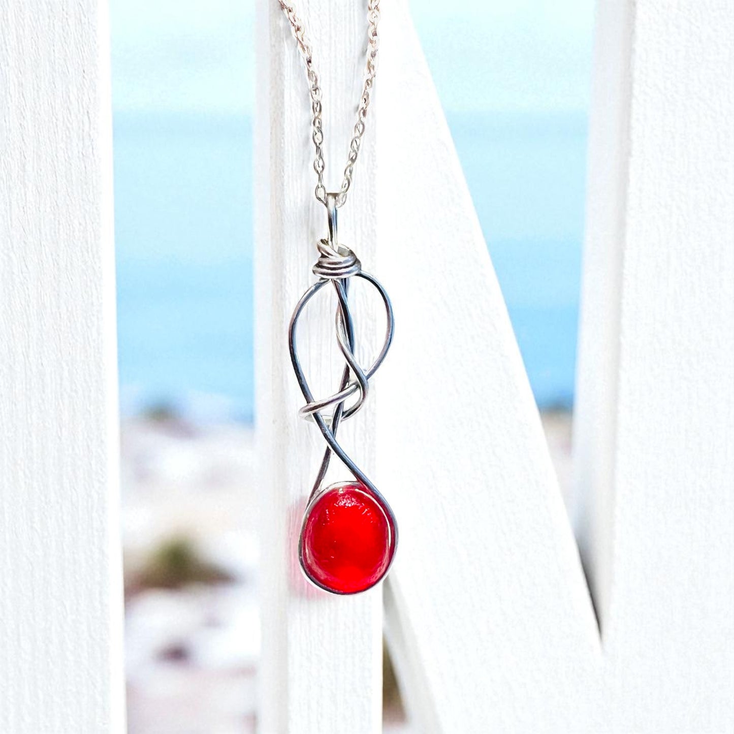Rare Red Seaham Sea Glass Pendant