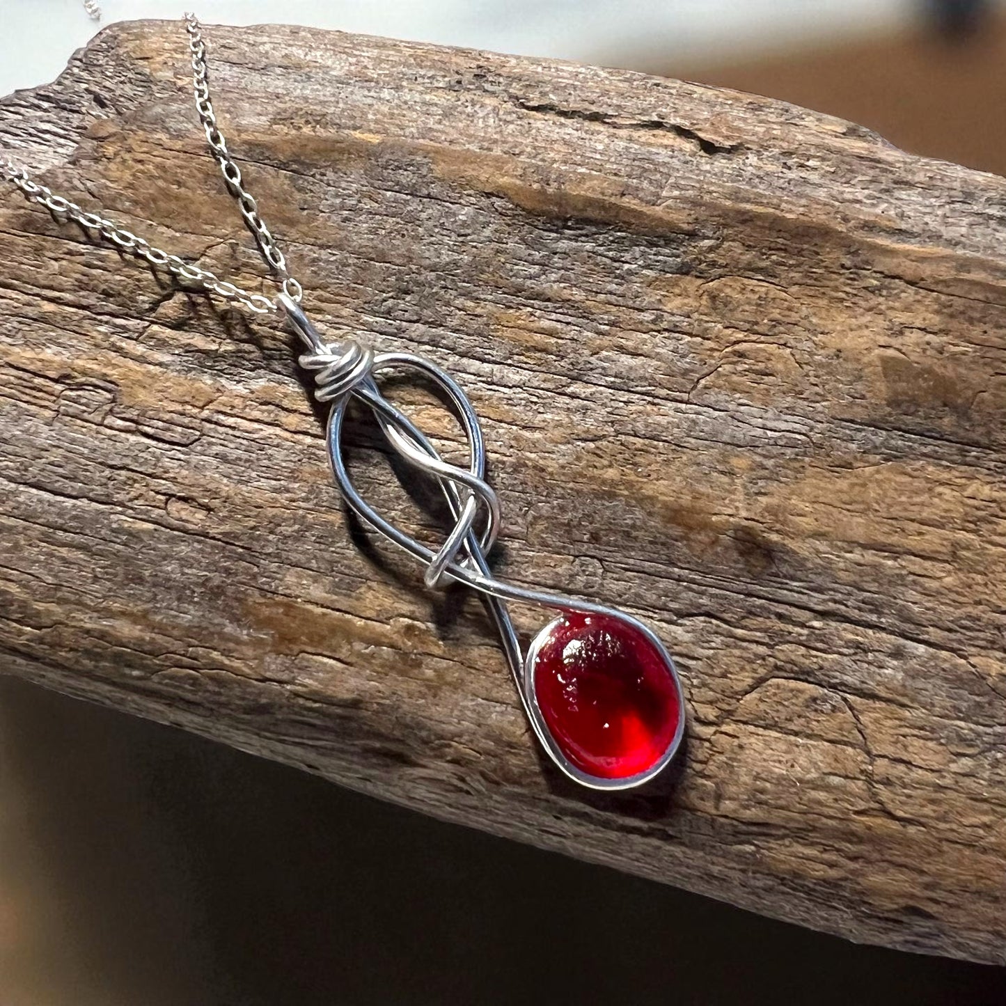 Rare Red Seaham Sea Glass Pendant