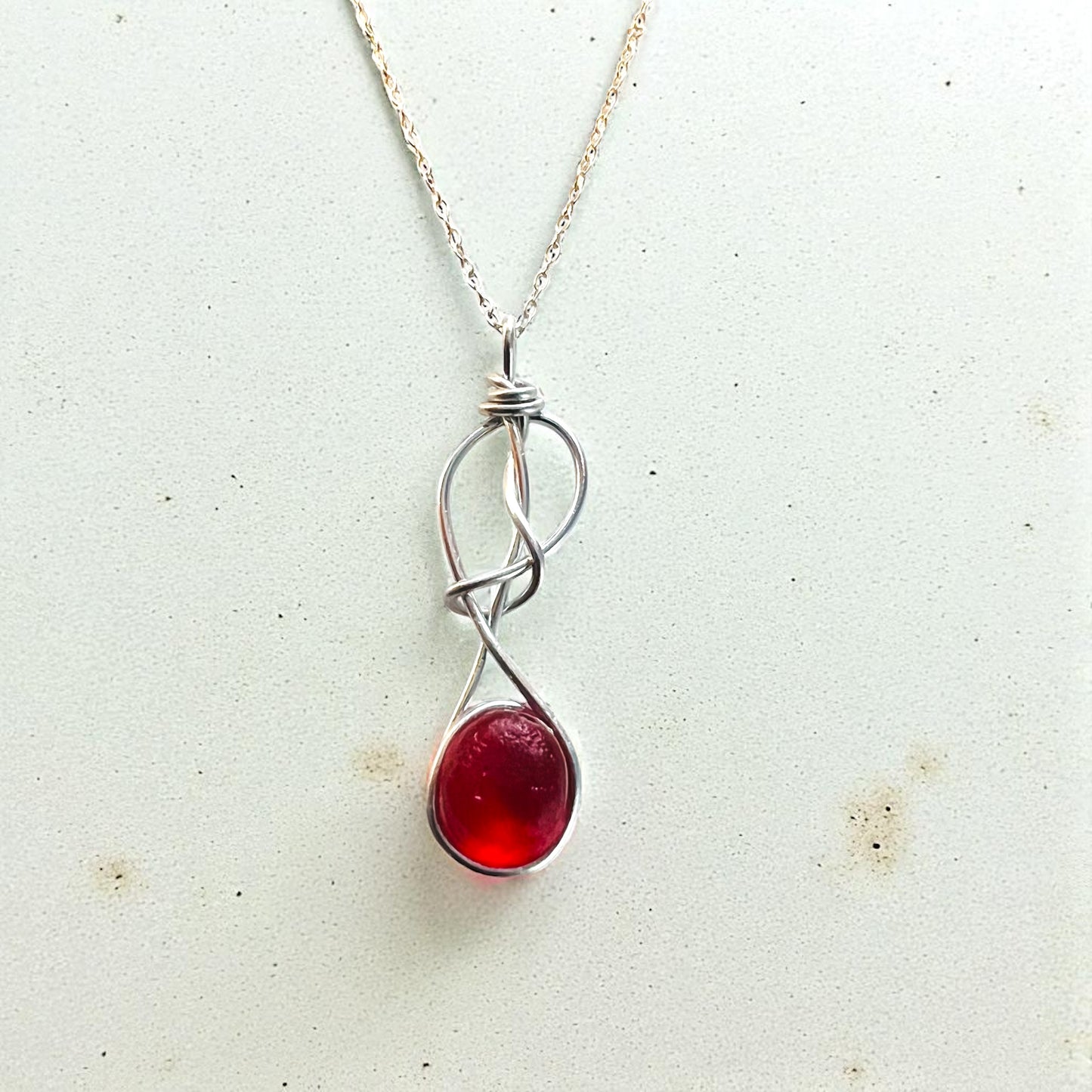 Rare Red Seaham Sea Glass Pendant