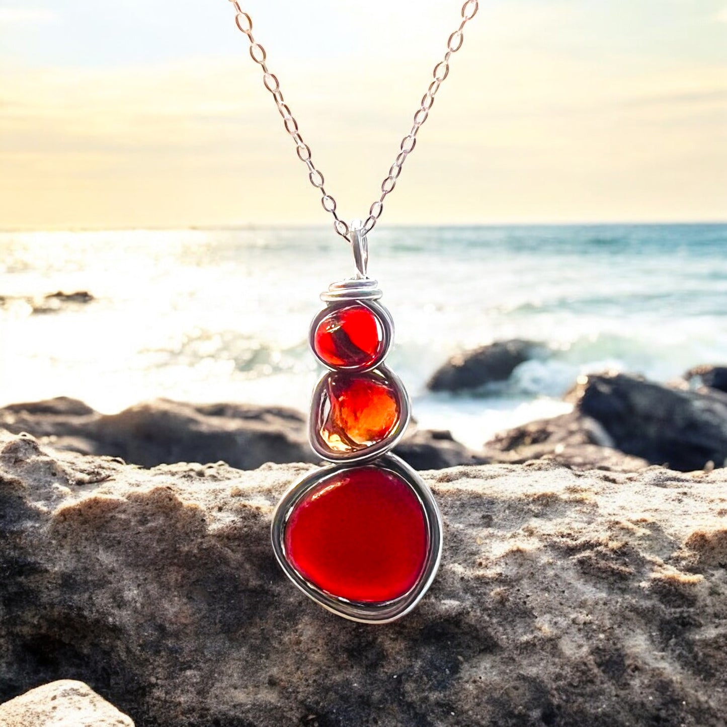 Three Piece Seaham Sea Glass Pendant