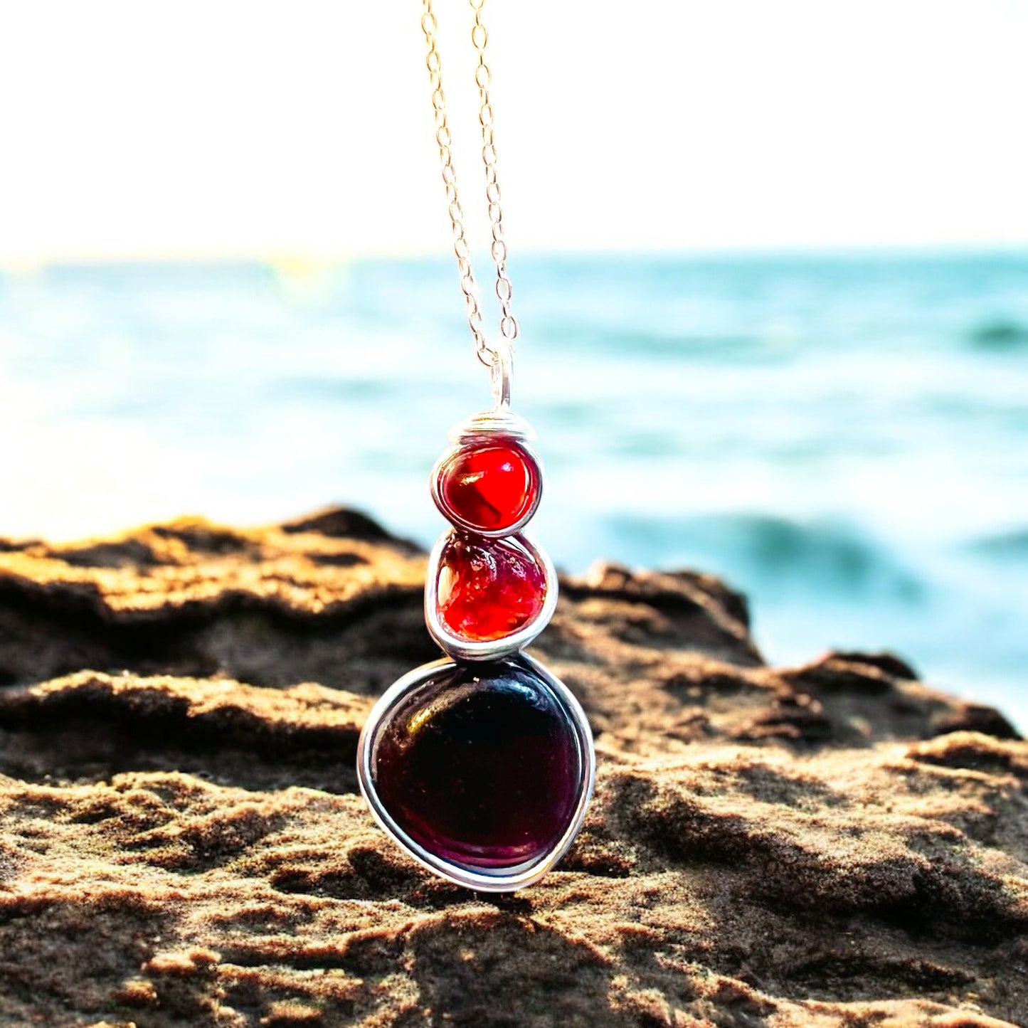 Three Piece Seaham Sea Glass Pendant