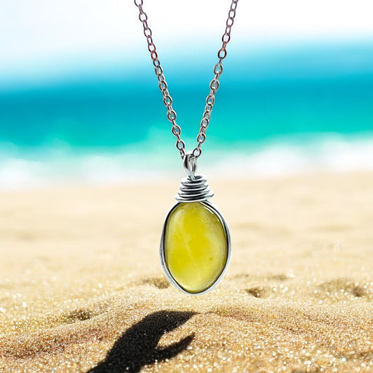 Stunning Bright Yellow Seaham Sea Glass Pendant