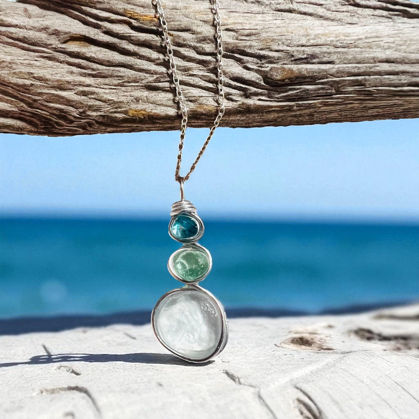 Three Piece Seaham Sea Glass Pendant