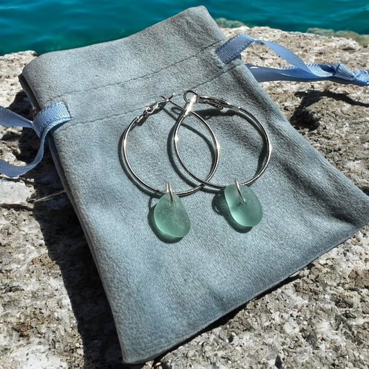 Seaham Sea Glass Hoop Earrings