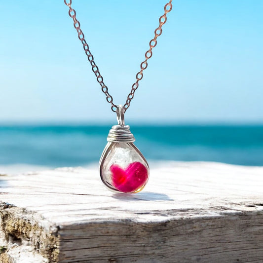 Rare White & Red Seaham Sea Glass Multi Pendant