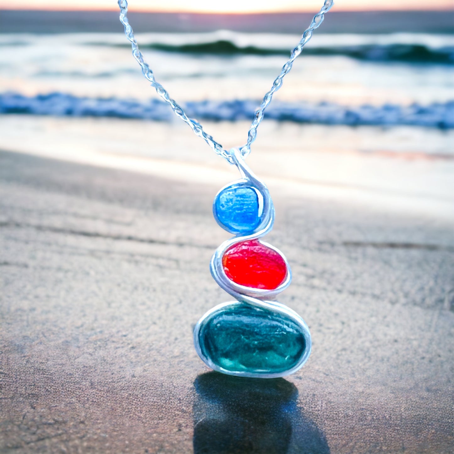 Three Piece Seaham Sea Glass Pendant