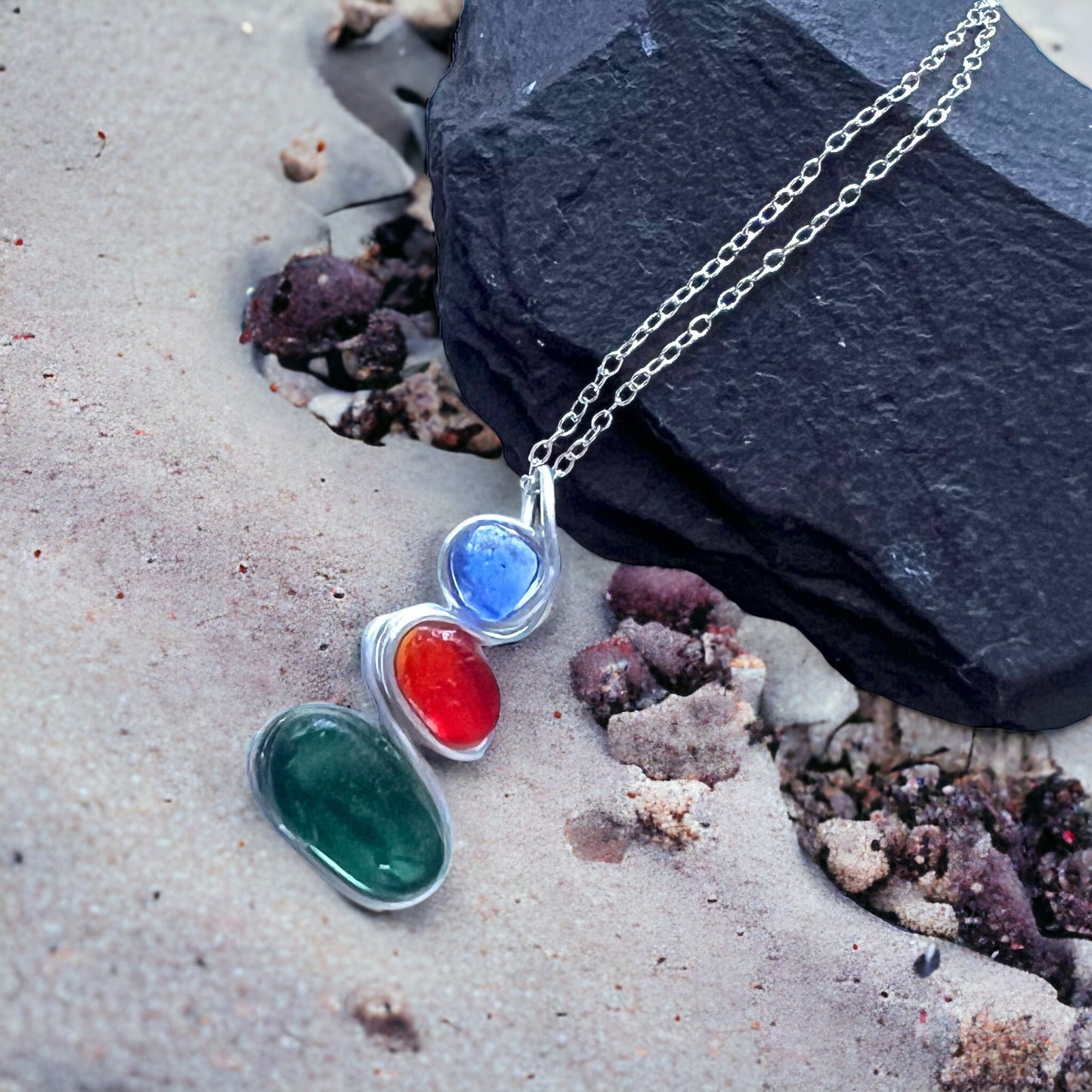 Three Piece Seaham Sea Glass Pendant
