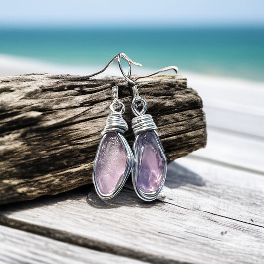 Spanish Sea Glass Rare Lilac Shade Jewellery Set