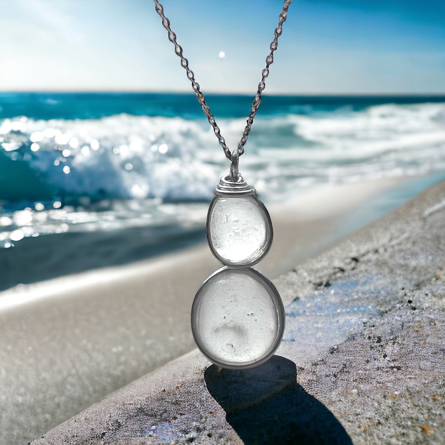 White Devon Sea Glass Pendant