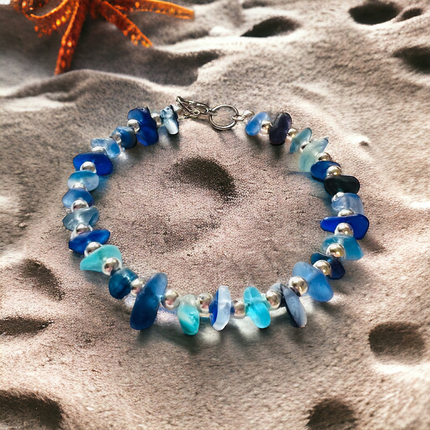 Sea Glass Blues Full Circle Bracelet