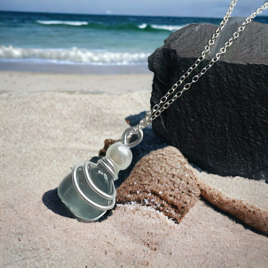 Devon Sea Glass Dusky Blue Pendant