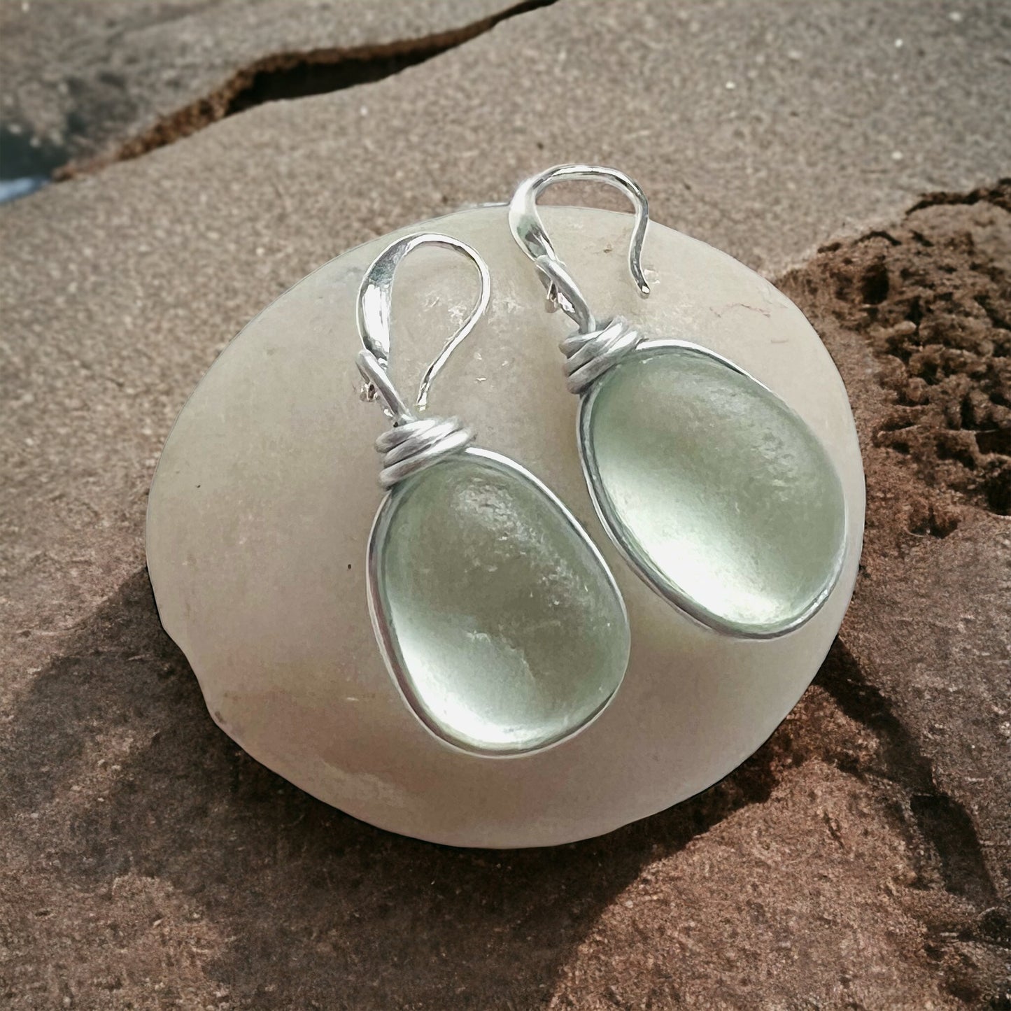 Chunky Aqua Sea Glass Earrings