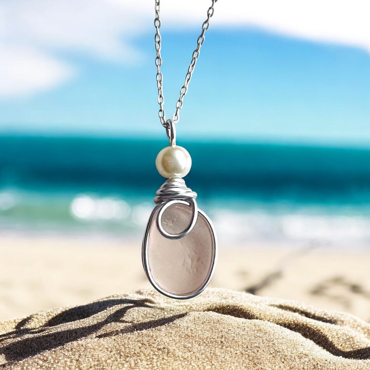Very Pale Pink Seaham Sea Glass Pendant