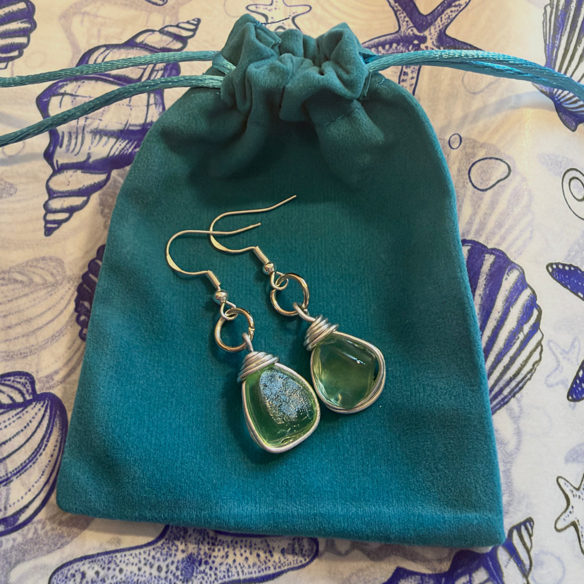 Canary Island Bright Lime Green Sea Glass Earrings
