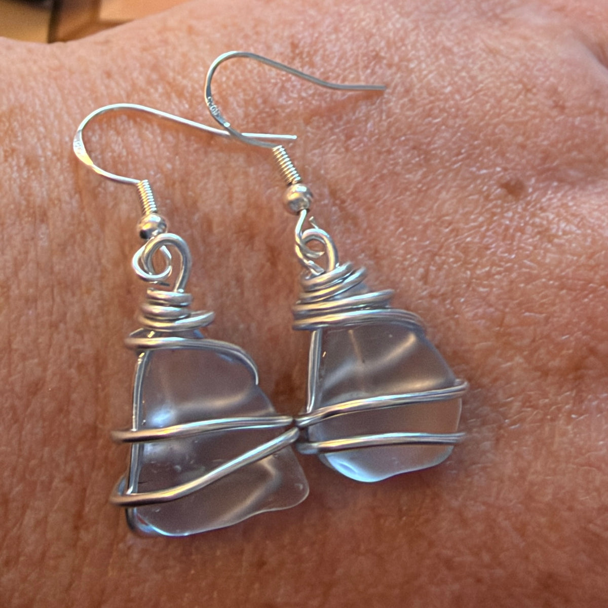 Grey Seaham Sea Glass Earrings