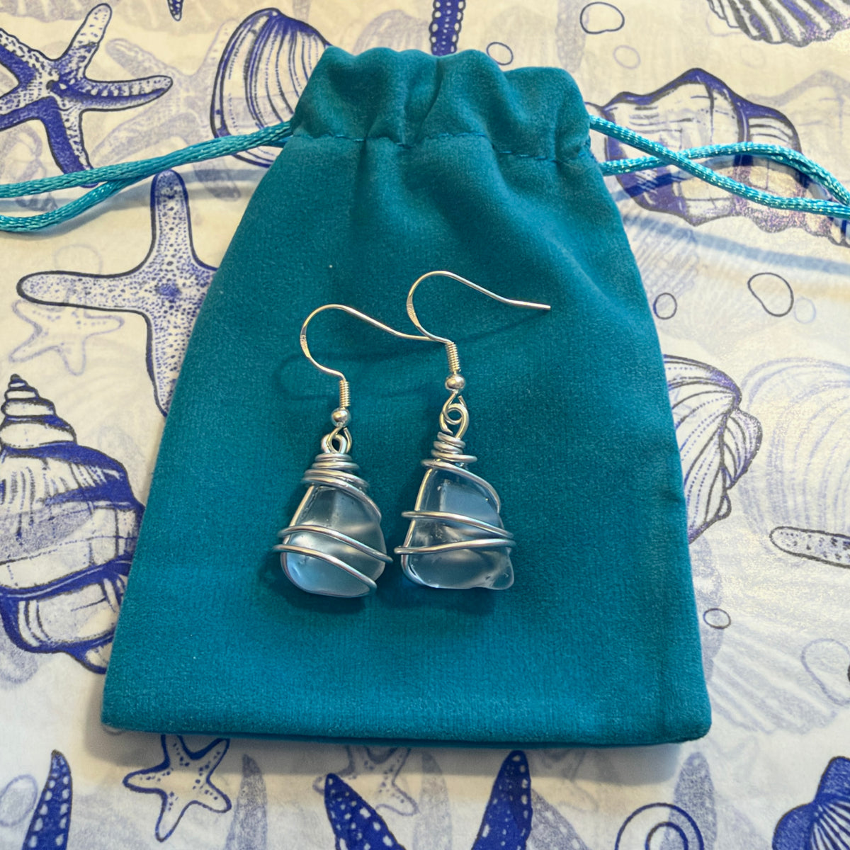 Grey Seaham Sea Glass Earrings