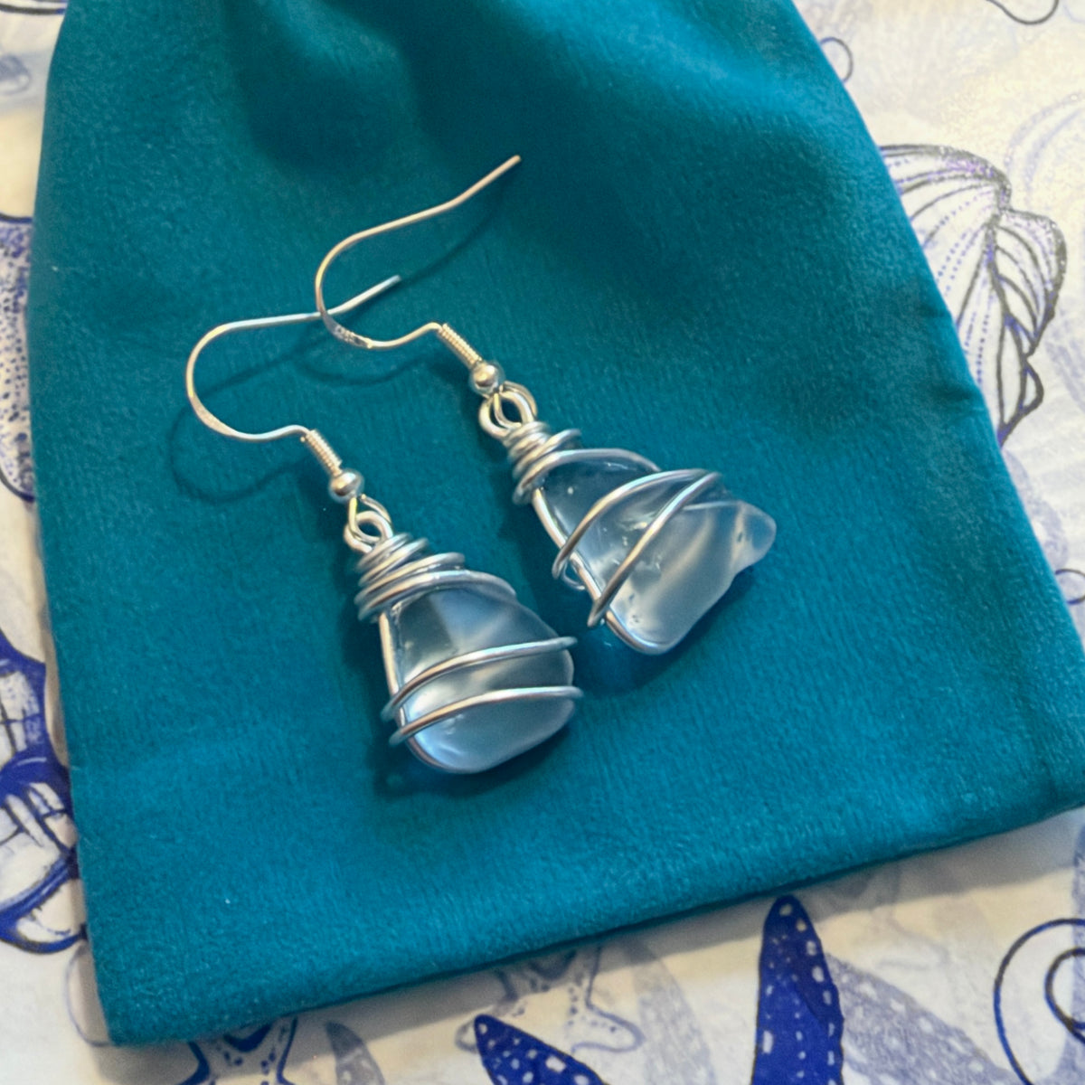 Grey Seaham Sea Glass Earrings